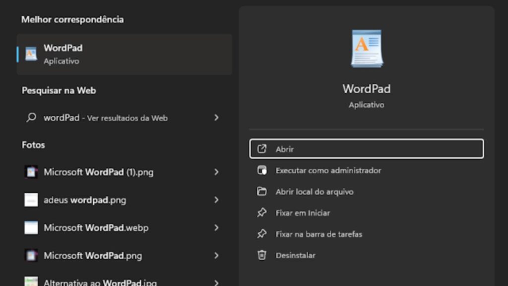 WordPad no Windows WordPad no Windows