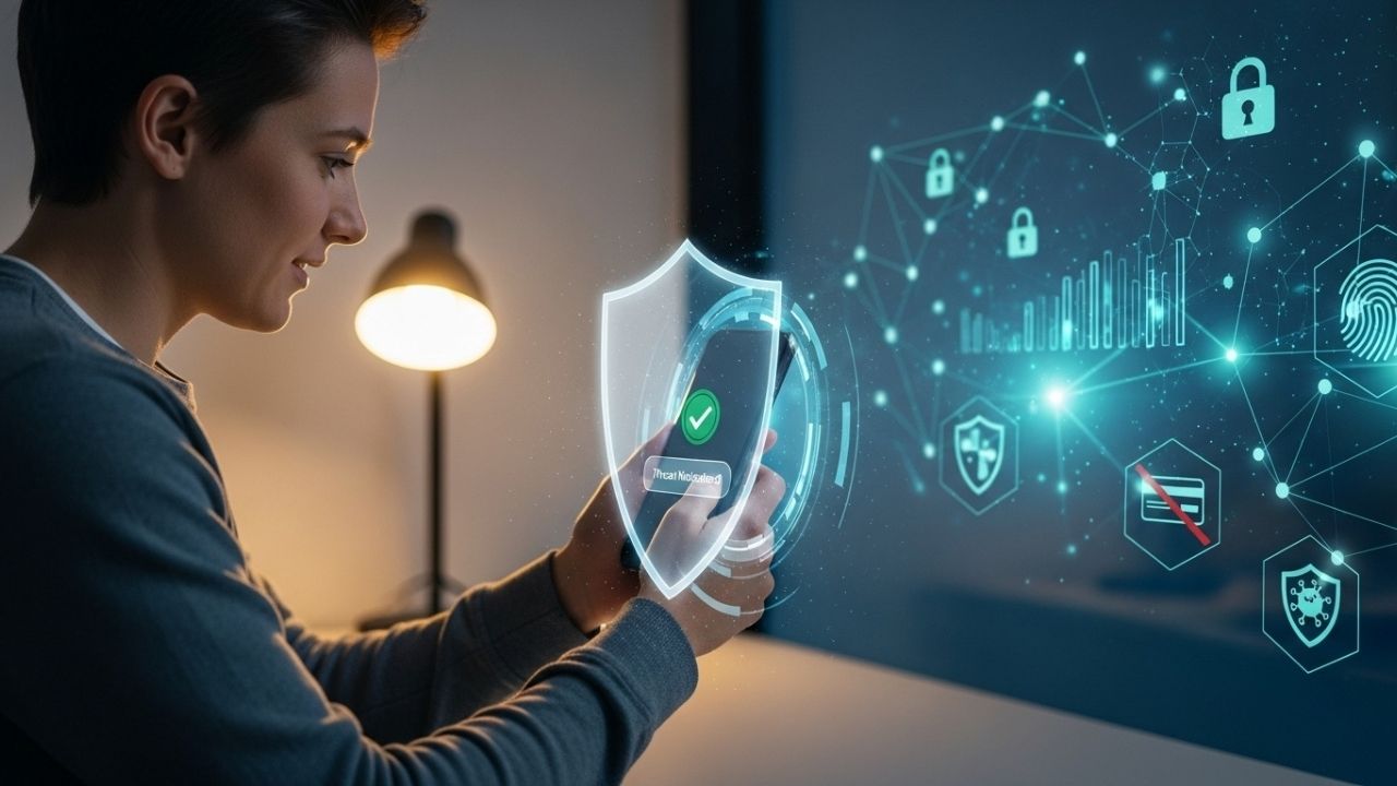 📦 GOLPE DA ENCOMENDA: Como Identificar, Evitar e Se Proteger! 6 Uma pessoa olhando aliviada para o celular protegido