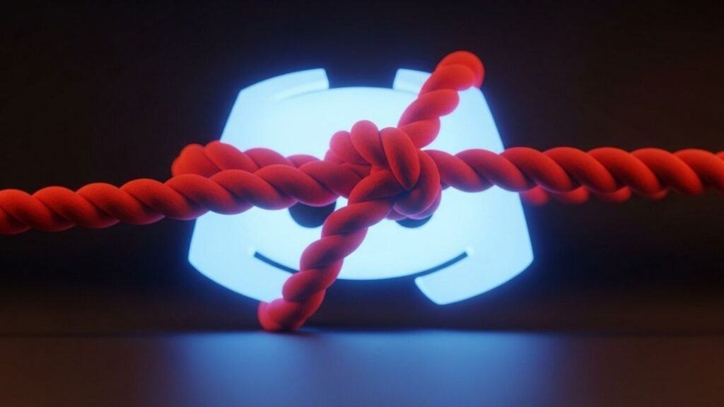 🚨 DISCORD Lança Novos Controles Para Pais; Veja O Que Muda! Um ícone 3D de Mensagem Direta do Discord, amarrado por uma corda vermelha de veludo, simbolizando a privacidade inviolável das mensagens.