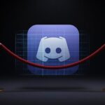Um logo 3D do Discord sendo escaneado por dados, mas bloqueado por uma corda vermelha que simboliza a "linha vermelha" da privacidade.