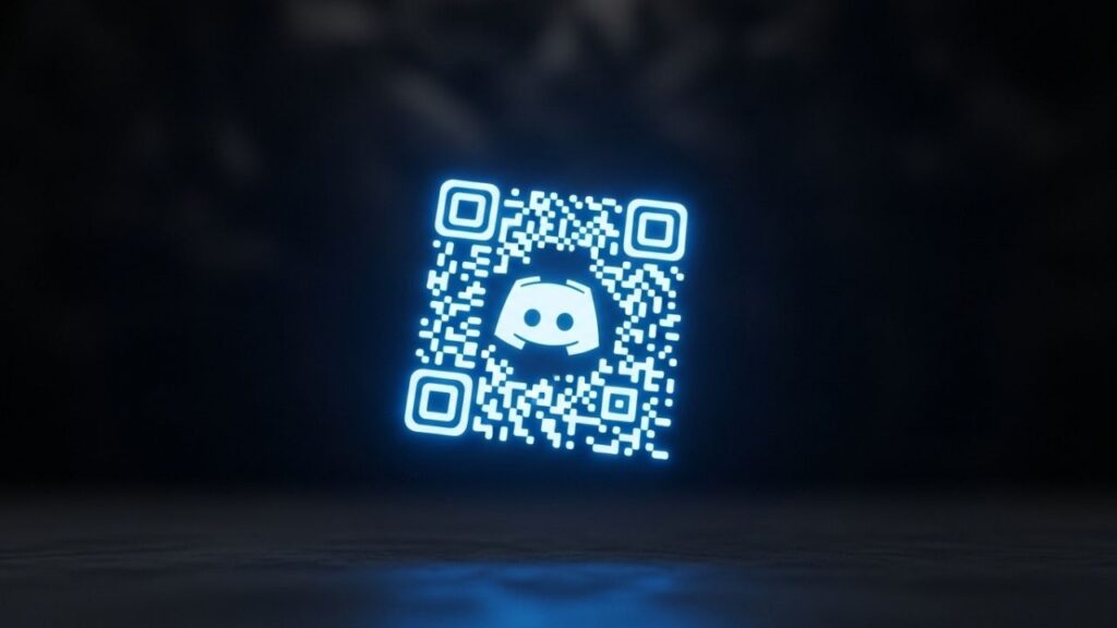 🚨 DISCORD Lança Novos Controles Para Pais; Veja O Que Muda! Um render 3D fotorrealista de um QR Code brilhando em um tom azulado, simbolizando a ativação voluntária da Central da Família.